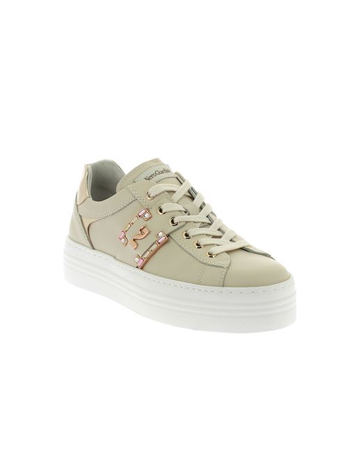 sneakers da donna in pelle beige NERO GIARDINI | E409967D710